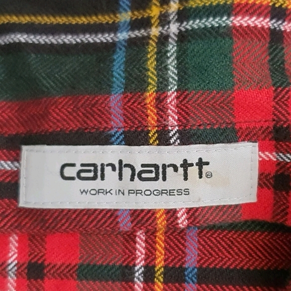 Carhartt WIP Vigo Shirt Size Medium Red Flannel Tartan Check Plaid Long Sleeved - Picture 8 of 10